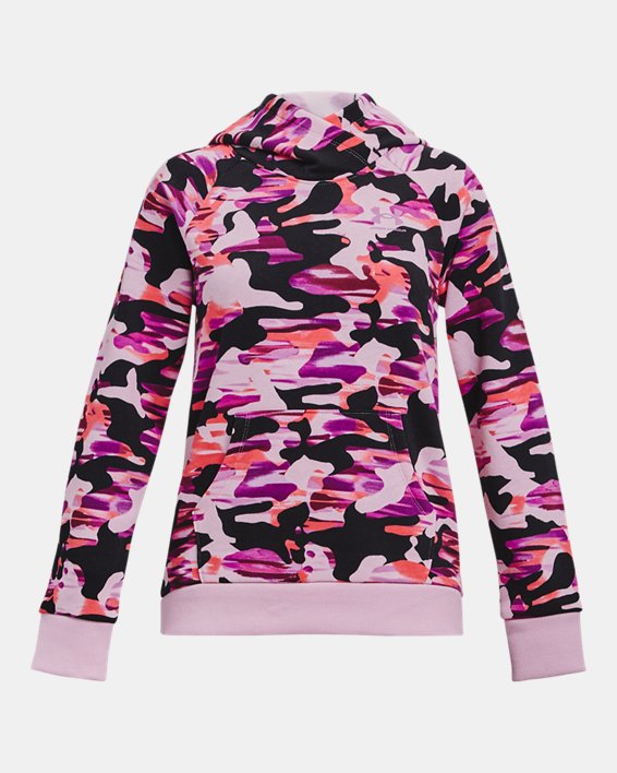 Girls' UA Rival Fleece Printed Hoodie, Purple, pdpMainDesktop image number 0
